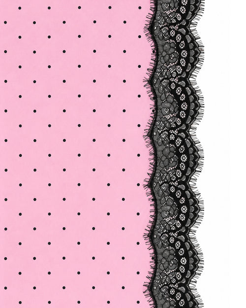 Celine Lace Satin Scarf in Pink Polka Dot