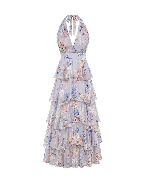 Arabelle Frill Dress in Grey Floral