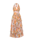 Arabelle Frill Dress in Orange Floral