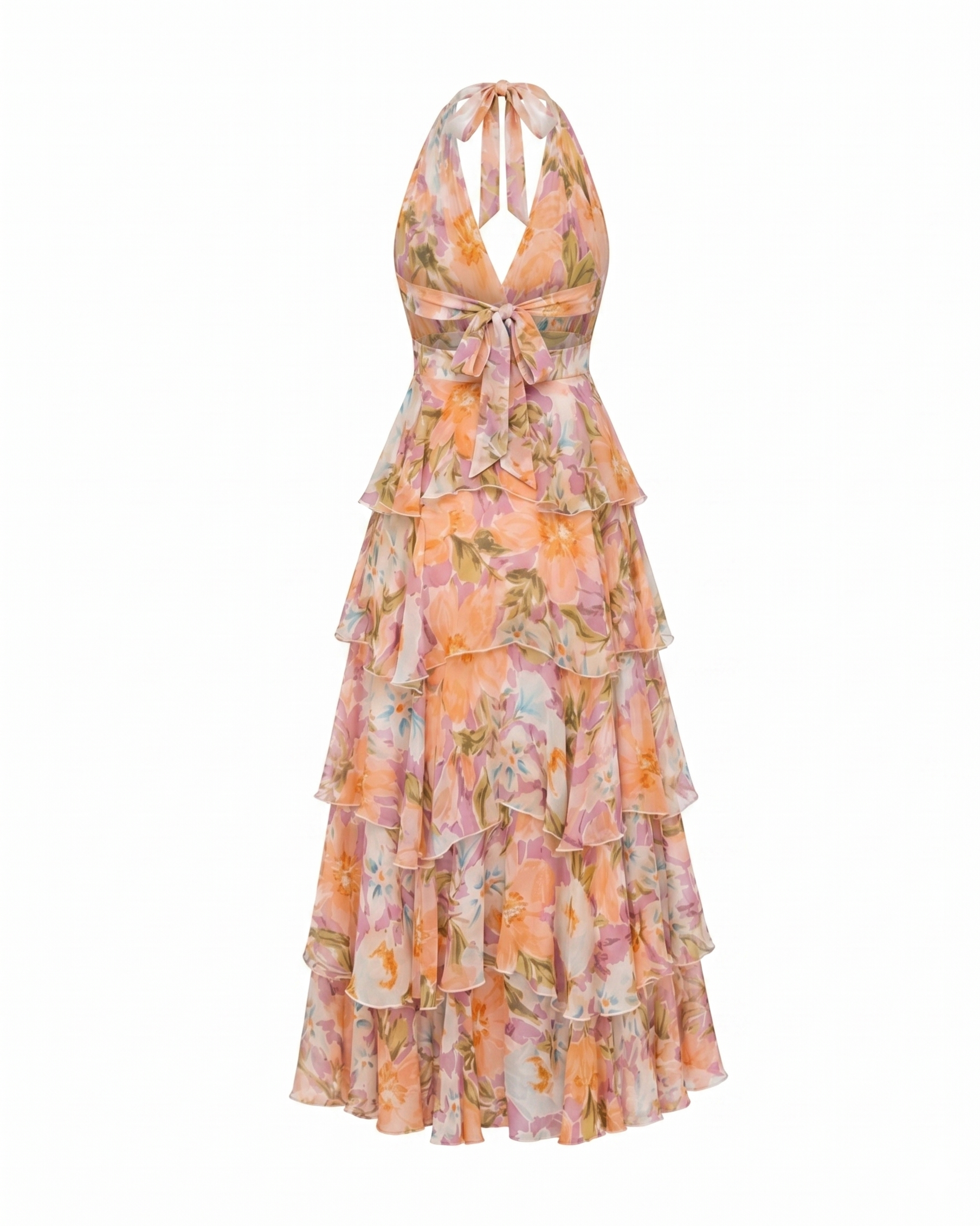 Arabelle Frill Dress in Orange Floral