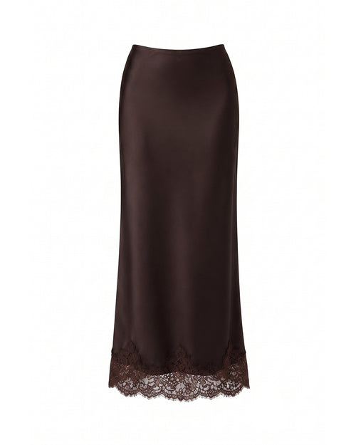 Celine Lace Skirt in Mocha