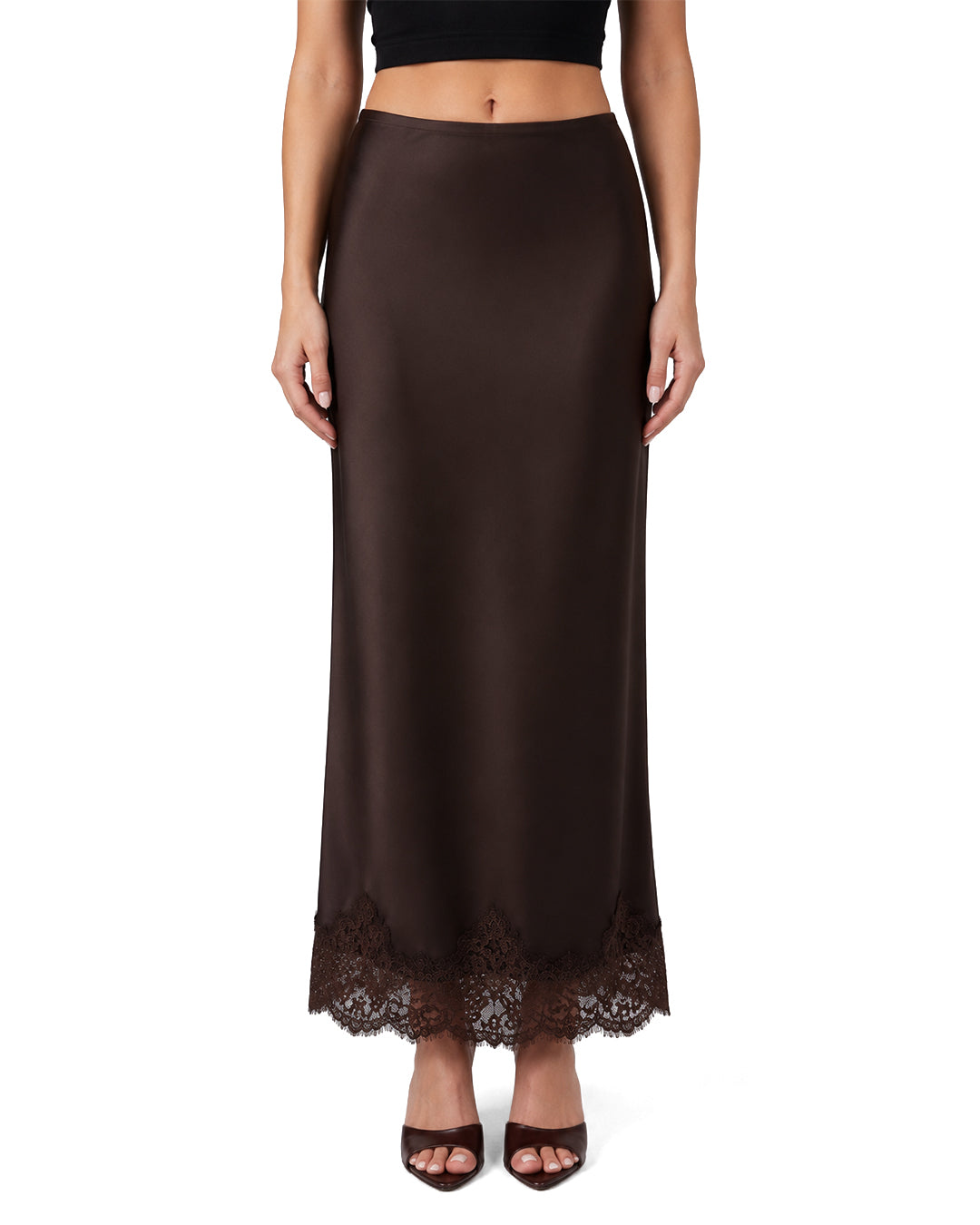 Celine Lace Skirt in Mocha