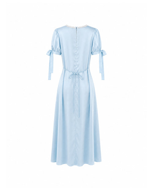 Lucine Satin Dress in Baby Blue