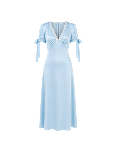 Lucine Satin Dress in Baby Blue