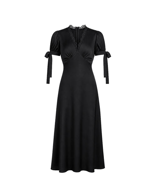 Lucine Satin Dress in Black
