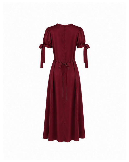 Lucine Satin Dress in Burgundy