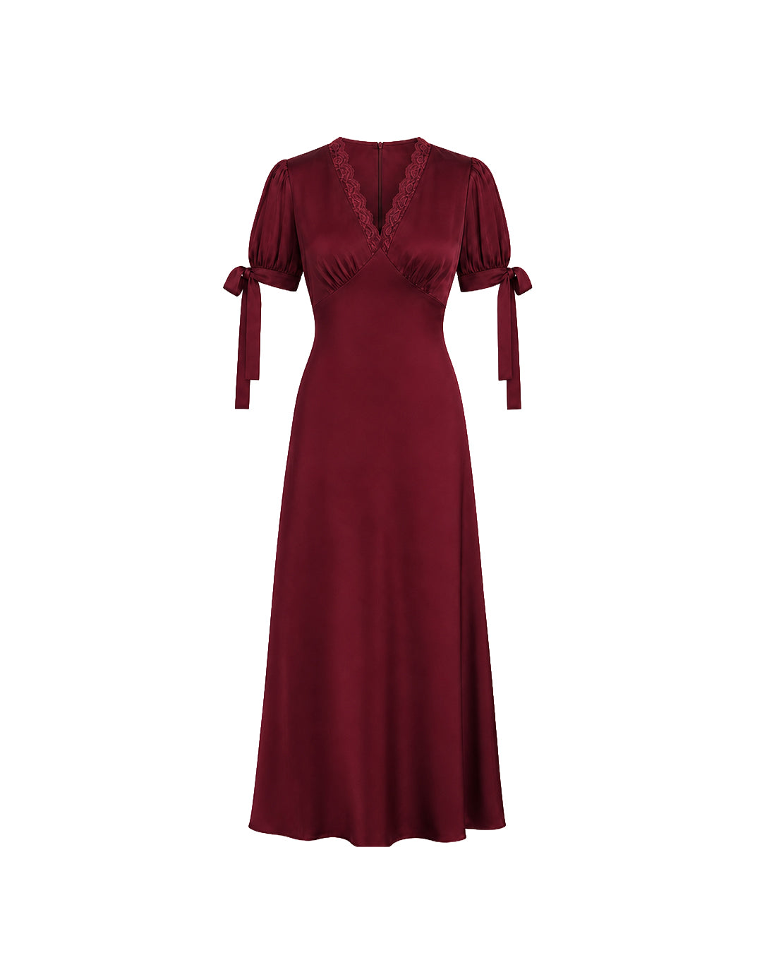 Lucine Satin Dress in Burgundy