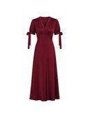 Lucine Satin Dress in Burgundy