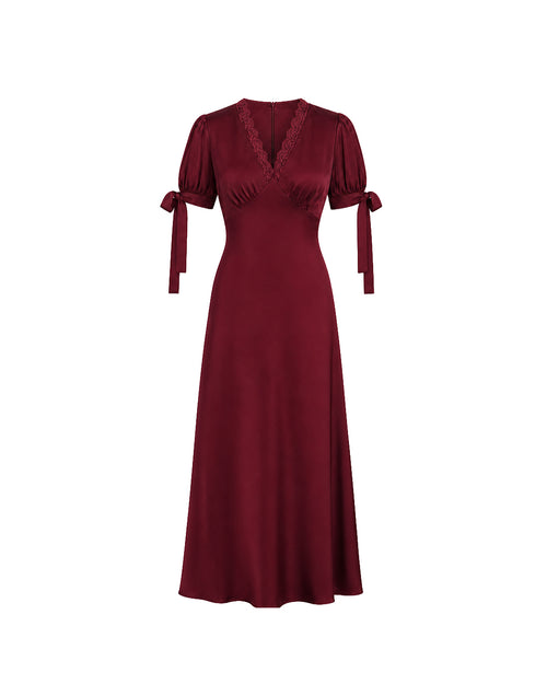 Lucine Satin Dress in Burgundy