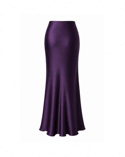 Celine Satin Skirt in Violet - PREORDER