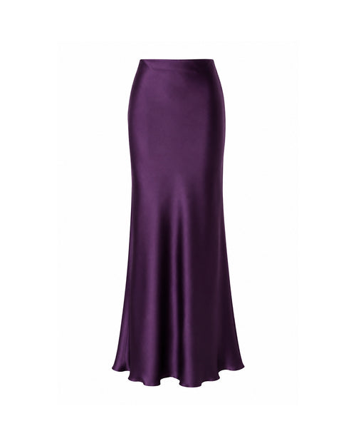 Celine Satin Skirt in Violet - PREORDER