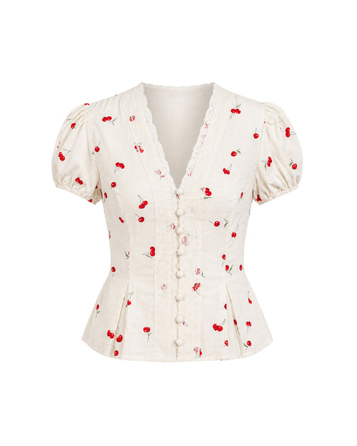 Mon Cherie Scallop Top in Cherry