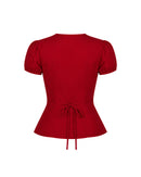 Mon Cherie Scallop Top in Crimson