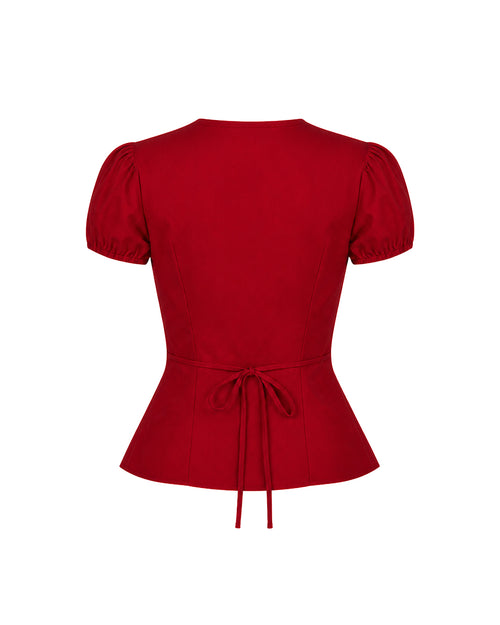 Mon Cherie Scallop Top in Crimson