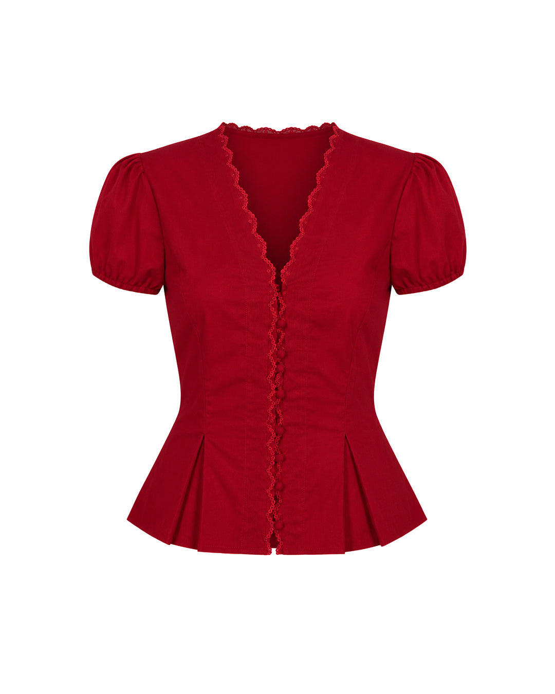 Mon Cherie Scallop Top in Crimson