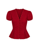 Mon Cherie Scallop Top in Crimson