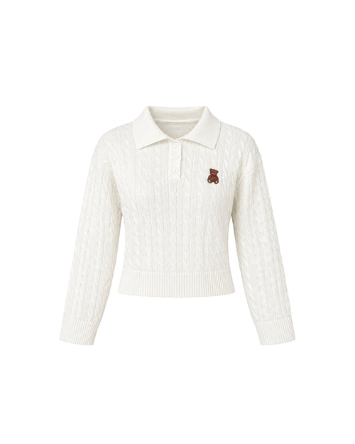 Teddy Embroidered Collared Knit