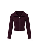 Cable Knit Zip Cardigan in Burgundy
