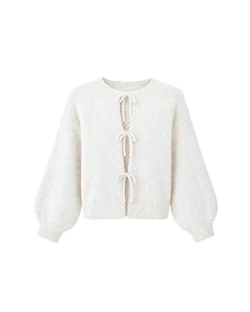 Cozy Tie-Up Cardigan in Cream