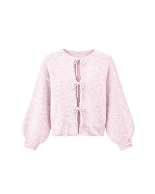 Cozy Tie-Up Cardigan in Blush
