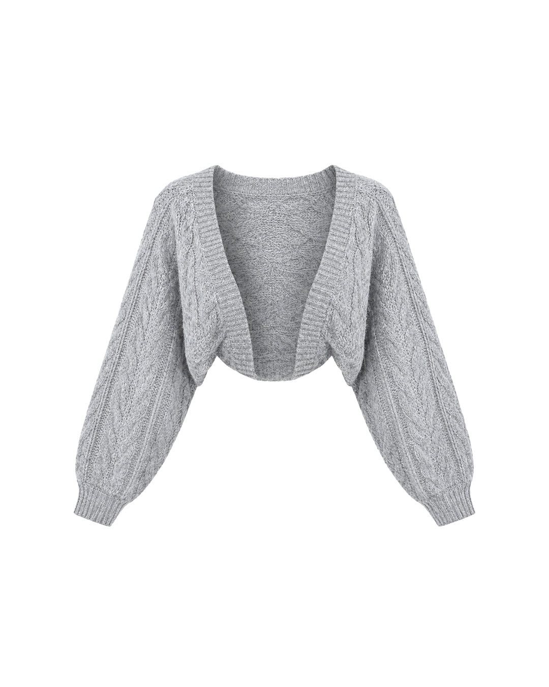 Cable Knit Bolero in Grey