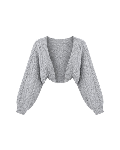 Cable Knit Bolero in Grey
