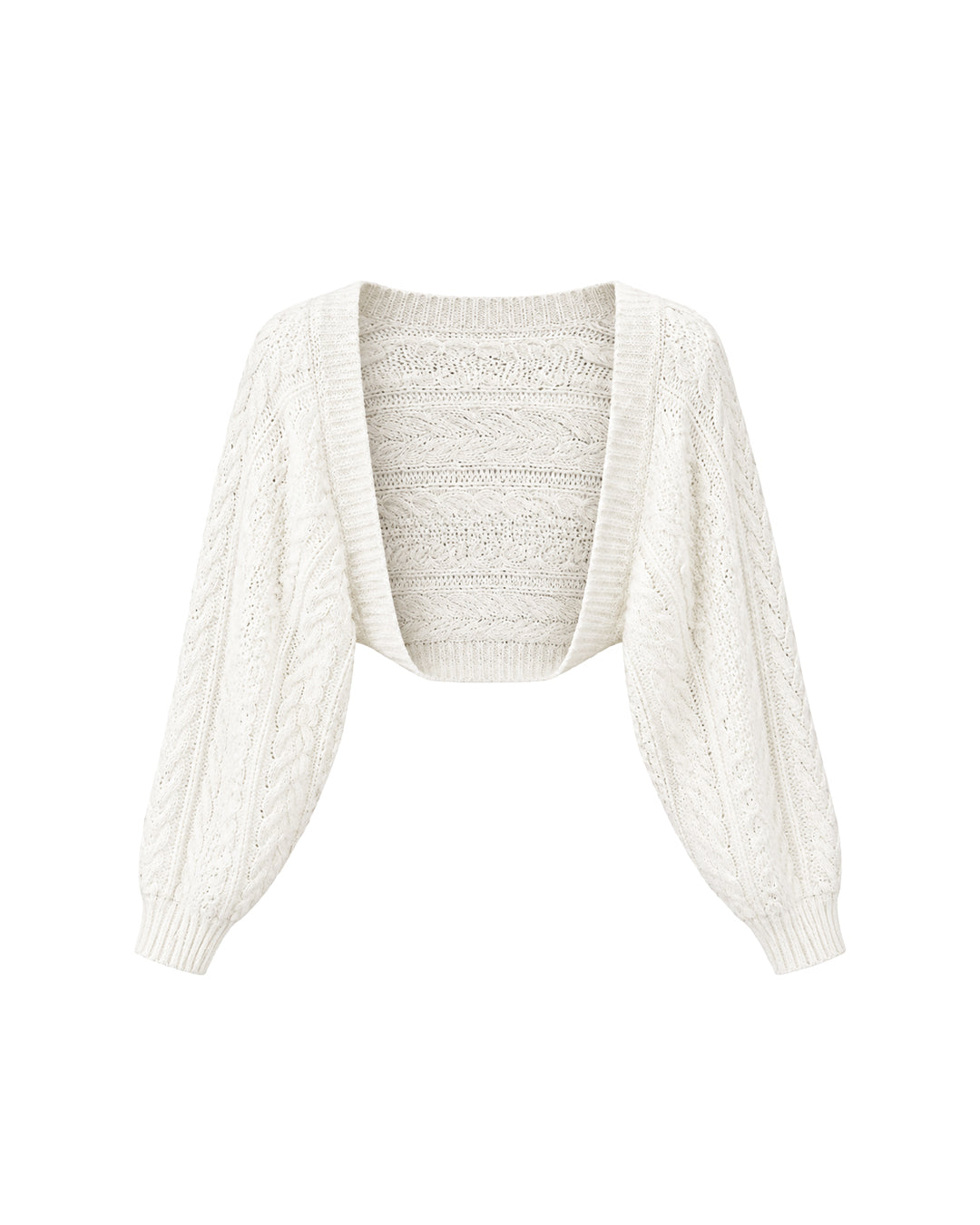 Cable Knit Bolero in Cream