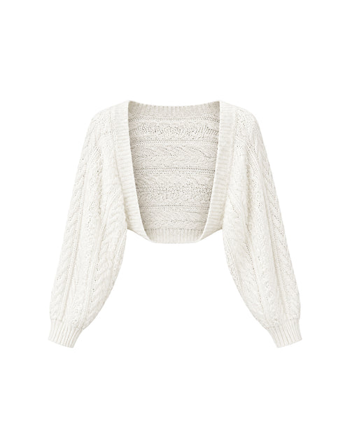 Cable Knit Bolero in Cream