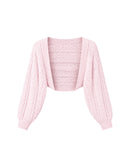 Cable Knit Bolero in Blush