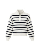 Collared Stripped Zipper Knit