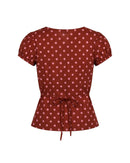 Honey Top in Brown Polka Dot