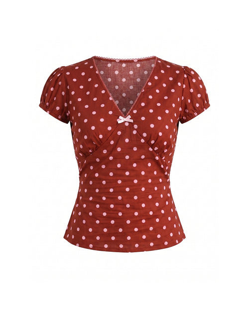 Honey Top in Brown Polka Dot