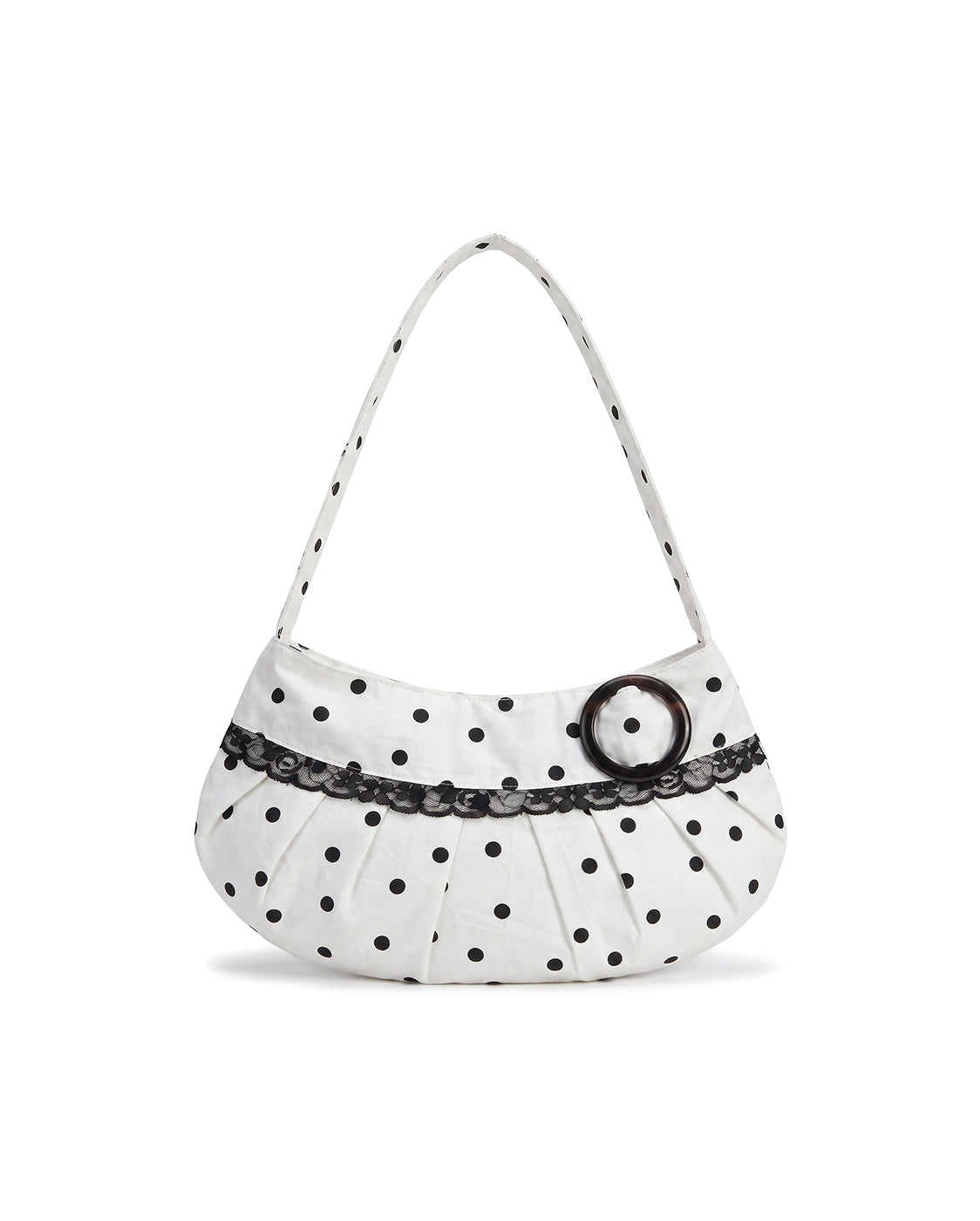 Lucy Shoulder Bag in White Polka Dot
