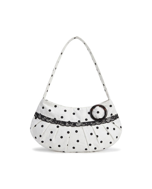 Lucy Shoulder Bag in White Polka Dot
