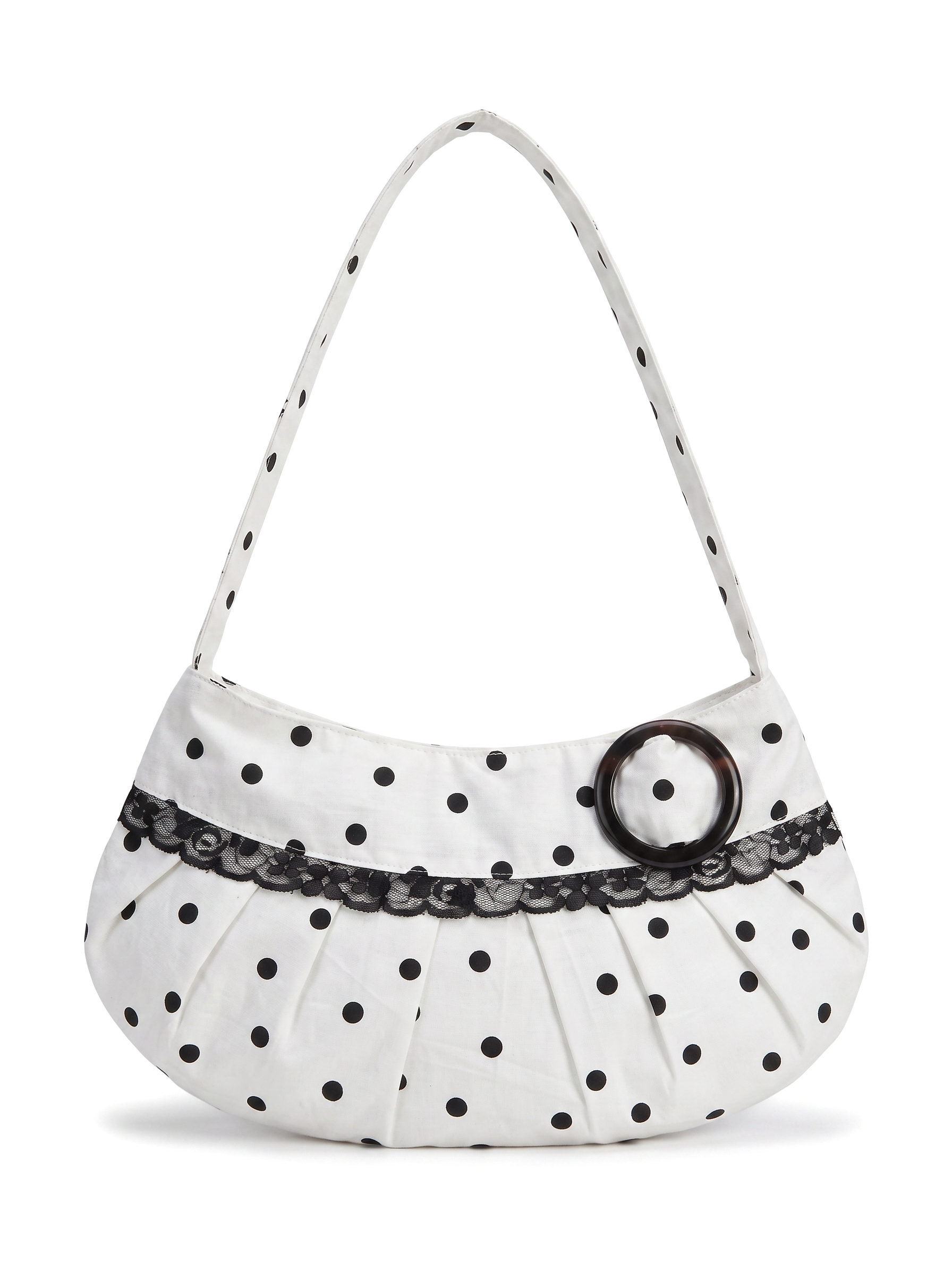 Lucy Shoulder Bag in White Polka Dot